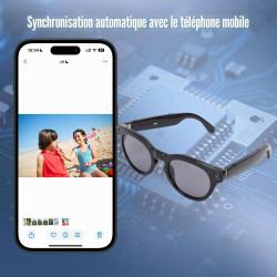 Tosuny Lunettes Intelligentes AI avec Caméra HD 8MP, Enregistrement Photo et Vidéo HD 1200P, Anti-tremblement, Traduction en Tem