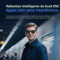 Tosuny Lunettes Intelligentes AI avec Caméra HD 8MP, Enregistrement Photo et Vidéo HD 1200P, Anti-tremblement, Traduction en Tem