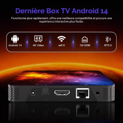 Boitier Android TV 14,4Go+128Go,8K,WiFi 6, BT 5.0, HDMI & USB 2.0/3.0 | Processeur Quad-Core,Mini Clavier Inclus,Idéal pour Ciné