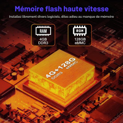Boitier Android TV 14,4Go+128Go,8K,WiFi 6, BT 5.0, HDMI & USB 2.0/3.0 | Processeur Quad-Core,Mini Clavier Inclus,Idéal pour Ciné