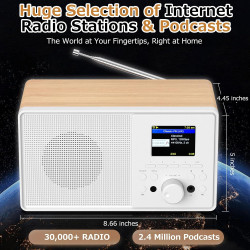 Radio internet wifi dab+ avec bleutooth 5.3 et écran couleur | 30 000 stations, podcasts, usb, aux, réveil et télécommande pour 