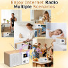 Radio internet wifi dab+ avec bleutooth 5.3 et écran couleur | 30 000 stations, podcasts, usb, aux, réveil et télécommande pour 