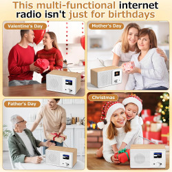 Radio internet wifi dab+ avec bleutooth 5.3 et écran couleur | 30 000 stations, podcasts, usb, aux, réveil et télécommande pour 