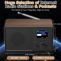 Radio internet wifi dab+ avec bleutooth 5.3 et écran couleur | 30 000 stations, podcasts, usb, aux, réveil et télécommande pour 