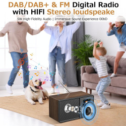 Radio internet wifi dab+ avec bleutooth 5.3 et écran couleur | 30 000 stations, podcasts, usb, aux, réveil et télécommande pour 