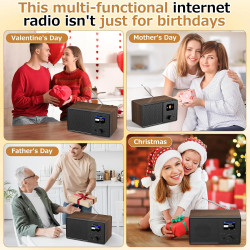 Radio internet wifi dab+ avec bleutooth 5.3 et écran couleur | 30 000 stations, podcasts, usb, aux, réveil et télécommande pour 