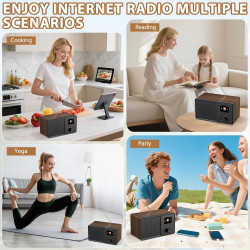 Radio internet wifi dab+ avec bleutooth 5.3 et écran couleur | 30 000 stations, podcasts, usb, aux, réveil et télécommande pour 