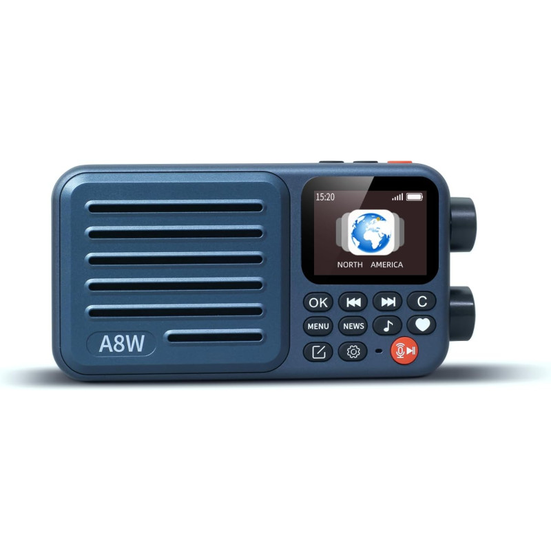 Choyong A8W Récepteur radio Internet intelligent portable WiFi/4G avec FM, carte Micro-SD, toutes les radios du monde, pour la m