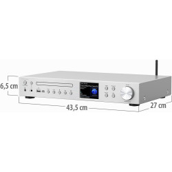 Vr-radio tuner radio internet : récepteur radio internet wi-fi, dab+/fm, cd, bleutooth, 200 w, argent (récepteur stéréo dab+, tu
