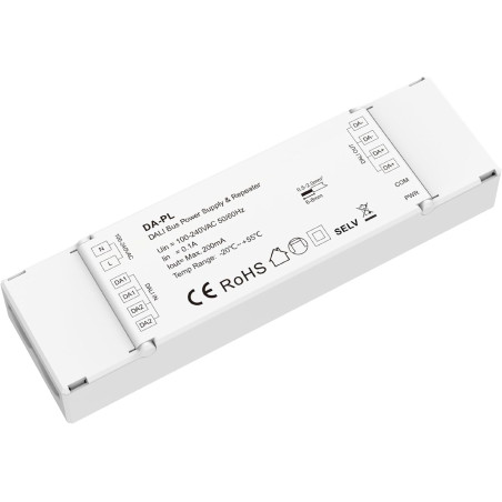 Alimentation de bus DALI avec répéteur intégré, entrée 220 V sortie max 200 mA, extension de ligne DALI jusqu'à 1200 m (4 alimen