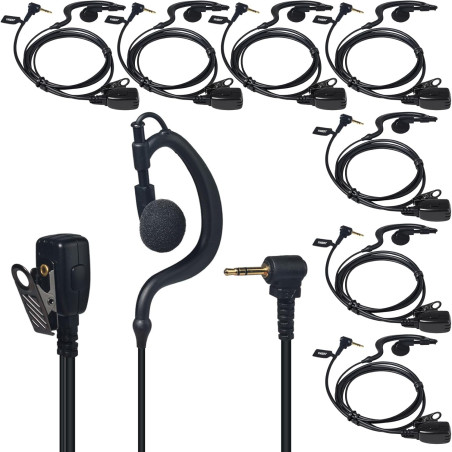 Oreillette Mono PTT pour Talkie-Walkie, Casque en Forme de G avec Microphone, Compatible avec Motorola Talkabout TLKR T62, T82, 