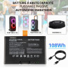 FG6CELL21700G Lot de 2 batteries de rechange pour JBL Boombox 4, PartyBox 520, PartyBox 720 Battery 600 21,6 V 108 Wh