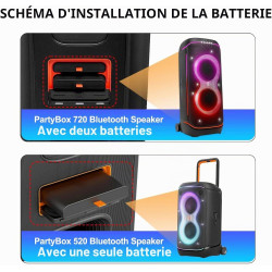 FG6CELL21700G Lot de 2 batteries de rechange pour JBL Boombox 4, PartyBox 520, PartyBox 720 Battery 600 21,6 V 108 Wh