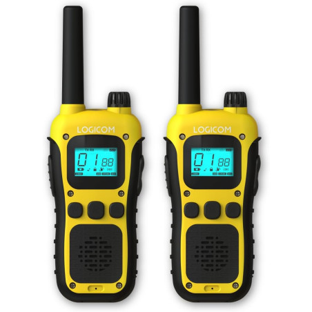 Logicom - Adventure Talkie-Walkie PMR446 IP54 Portée 10 km autonomie 20h écran LCD USB-C Lampe Torche VOX Mains Libres 16 canaux