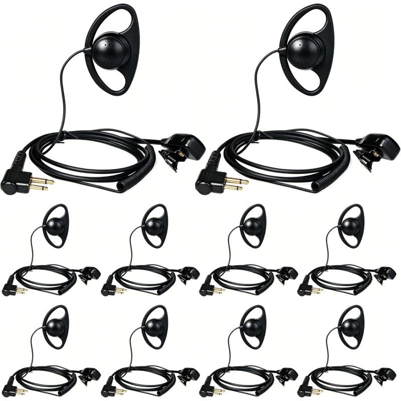HYS Oreillette pour Talkie-walkie Compatible avec Motorola CP040 CP140 GP300 CLS1110 en Forme de D avec Bouton Micro PTT (10)