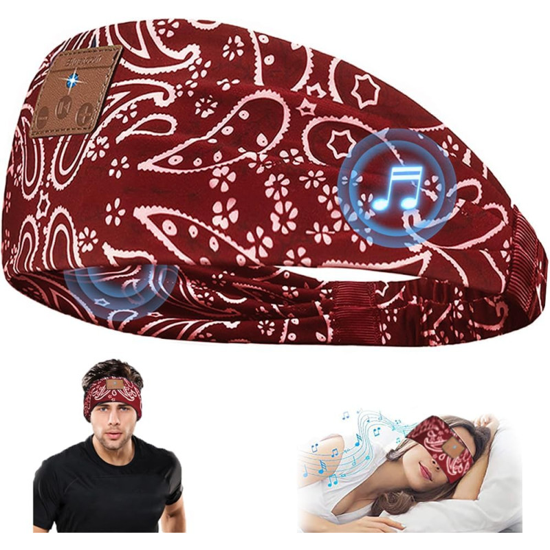 Bandeau ecouteurs pour dormir bleutooth, masque nuit sommeil casque anti bruit adulte, original bandeau ecouteur de musique spor