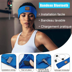 Bandeau ecouteurs pour dormir bleutooth, masque nuit sommeil casque anti bruit adulte, original bandeau ecouteur de musique spor