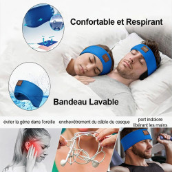 Bandeau ecouteurs pour dormir bleutooth, masque nuit sommeil casque anti bruit adulte, original bandeau ecouteur de musique spor