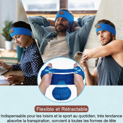 Bandeau ecouteurs pour dormir bleutooth, masque nuit sommeil casque anti bruit adulte, original bandeau ecouteur de musique spor
