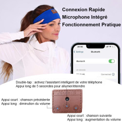 Bandeau ecouteurs pour dormir bleutooth, masque nuit sommeil casque anti bruit adulte, original bandeau ecouteur de musique spor