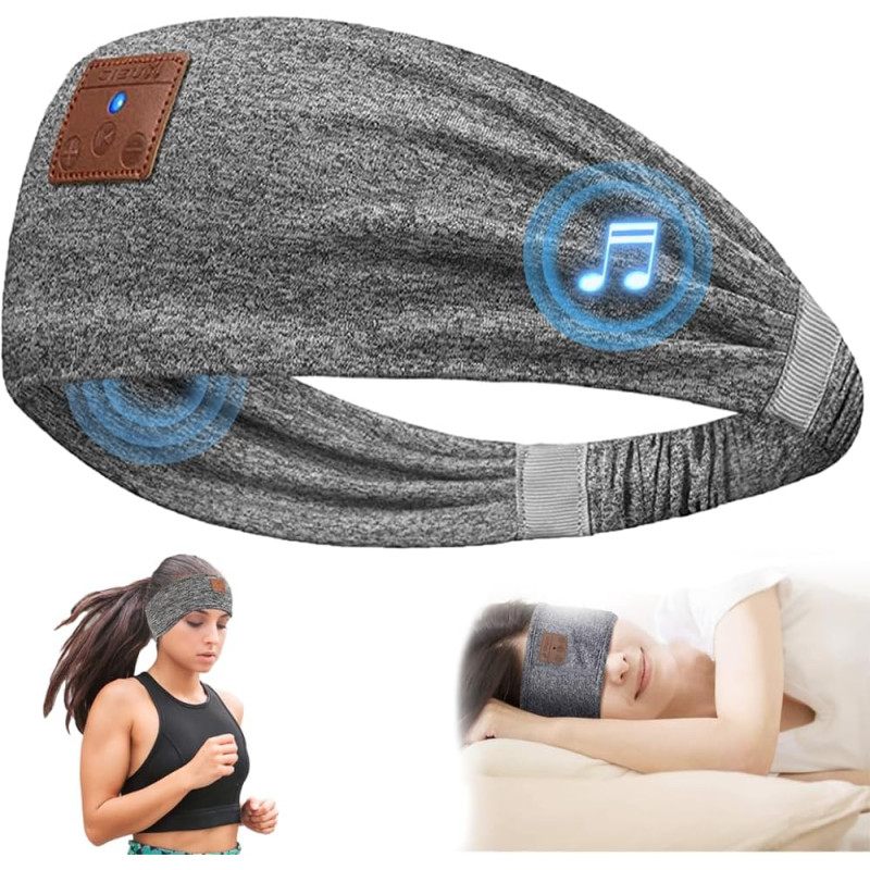 Bandeau ecouteurs pour dormir bleutooth, masque nuit sommeil casque anti bruit adulte, original bandeau ecouteur de musique spor