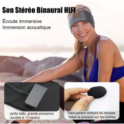 Bandeau ecouteurs pour dormir bleutooth, masque nuit sommeil casque anti bruit adulte, original bandeau ecouteur de musique spor