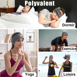 Bandeau ecouteurs pour dormir bleutooth, masque nuit sommeil casque anti bruit adulte, original bandeau ecouteur de musique spor