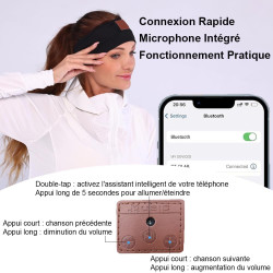 Bandeau ecouteurs pour dormir bleutooth, masque nuit sommeil casque anti bruit adulte, original bandeau ecouteur de musique spor