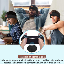 Bandeau ecouteurs pour dormir bleutooth, masque nuit sommeil casque anti bruit adulte, original bandeau ecouteur de musique spor