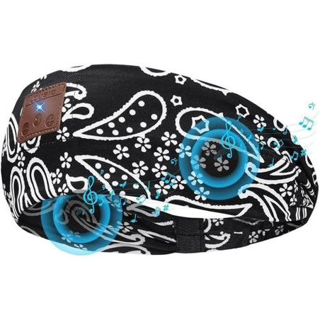 Bandeau ecouteurs pour dormir bleutooth, masque nuit sommeil casque anti bruit adulte, original bandeau ecouteur de musique spor
