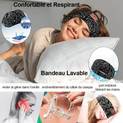 Bandeau ecouteurs pour dormir bleutooth, masque nuit sommeil casque anti bruit adulte, original bandeau ecouteur de musique spor