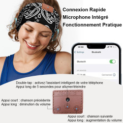 Bandeau ecouteurs pour dormir bleutooth, masque nuit sommeil casque anti bruit adulte, original bandeau ecouteur de musique spor