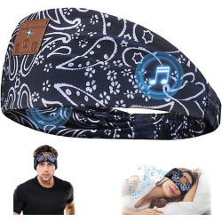 Bandeau ecouteurs pour dormir bleutooth, masque nuit sommeil casque anti bruit adulte, original bandeau ecouteur de musique spor