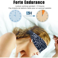 Bandeau ecouteurs pour dormir bleutooth, masque nuit sommeil casque anti bruit adulte, original bandeau ecouteur de musique spor