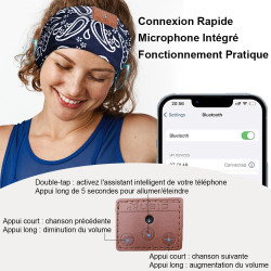 Bandeau ecouteurs pour dormir bleutooth, masque nuit sommeil casque anti bruit adulte, original bandeau ecouteur de musique spor
