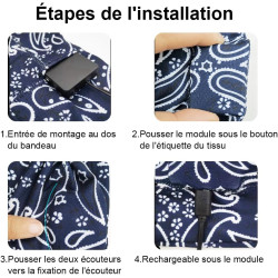 Bandeau ecouteurs pour dormir bleutooth, masque nuit sommeil casque anti bruit adulte, original bandeau ecouteur de musique spor