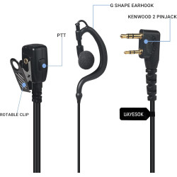 UAYESOK Casque Talkie-walkie en Forme de G, oreillette Compatible avec Kenwood, Baofeng UV-5R, BF-88S, VF-88E, Wouxun et Retevis