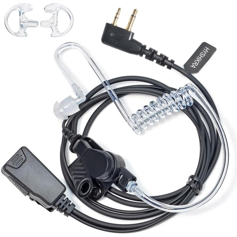 2 Broches Casque avec Microphone PTT pour Le Personnel de sécurité | compatible avec Midland G7 pro G8 G9 pro M24 M24 Plus M48 M