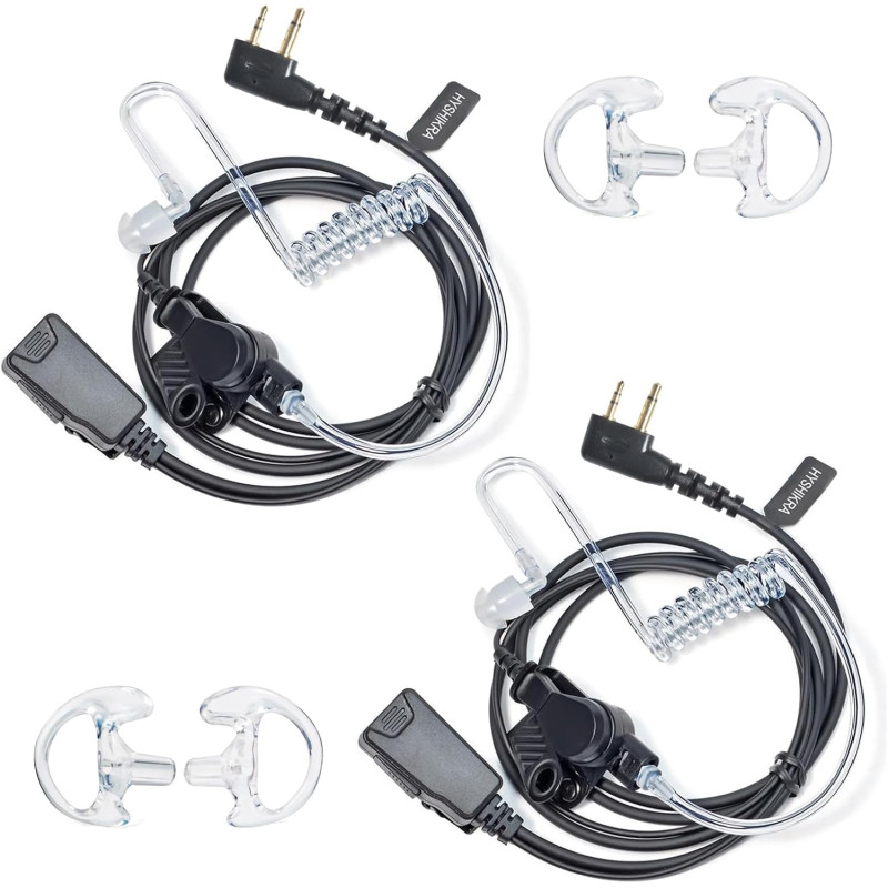 2 Broches Casque avec Microphone PTT pour Le Personnel de sécurité | compatible avec Midland G7 pro G8 G9 pro M24 M24 Plus M48 M