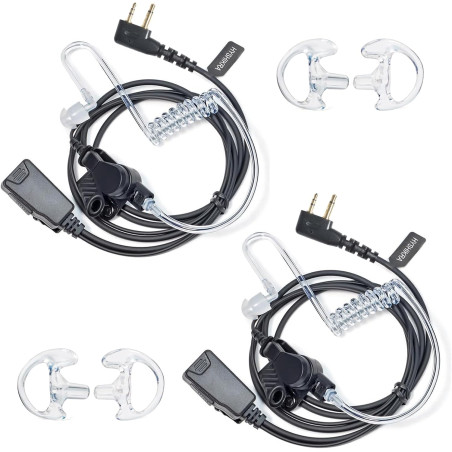 2 Broches Casque avec Microphone PTT pour Le Personnel de sécurité | compatible avec Midland G7 pro G8 G9 pro M24 M24 Plus M48 M