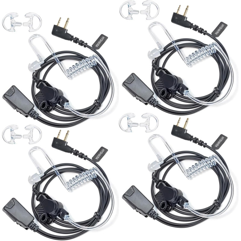 2 Broches Casque avec Microphone PTT pour Le Personnel de sécurité | compatible avec Midland G7 pro G8 G9 pro M24 M24 Plus M48 M