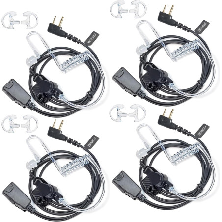 2 Broches Casque avec Microphone PTT pour Le Personnel de sécurité | compatible avec Midland G7 pro G8 G9 pro M24 M24 Plus M48 M