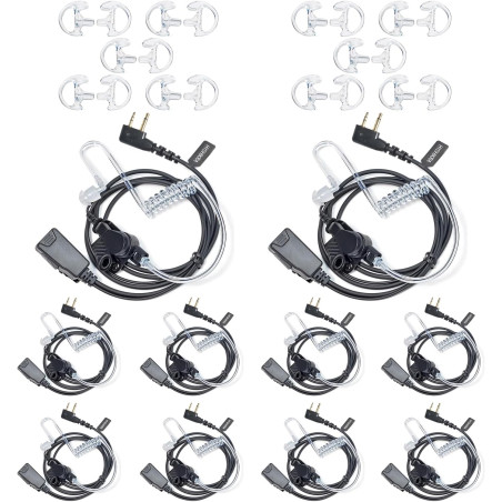 2 Broches Casque avec Microphone PTT pour Le Personnel de sécurité | compatible avec Midland G7 pro G8 G9 pro M24 M24 Plus M48 M