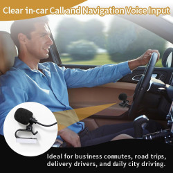 Microphone Voiture 3,5 mm Externe avec Adaptateur 2,5 mm et Pince en U | Microphone Omnidirectionnel pour Autoradio GPRéduction 