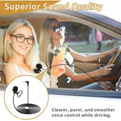 Microphone Voiture 3,5 mm Externe avec Adaptateur 2,5 mm et Pince en U | Microphone Omnidirectionnel pour Autoradio GPRéduction 