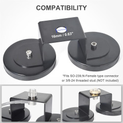 Support de Montage Magnétique Double Robuste, Trou de 16mm (5/8in), pour CB VHF UHF Antennes de Radio Mobiles et Portatives, Soc