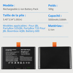 Lot de 2 Batteries pour JBL PartyBox 720/520/Boombox 4 | Batterie 108Wh Li-ion pour JBL Boombox 4, Battery 600 – compatible FG6C