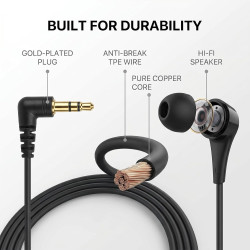 Écouteur Intra-Auriculaire Mono Côté Filaire pour iPhone, iPod, iPad, Samsung, Radio Embout en Silicone sans Late Prise 3,5mm Pl