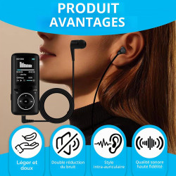 Écouteur Intra-Auriculaire Mono Côté Filaire pour iPhone, iPod, iPad, Samsung, Radio Embout en Silicone sans Late Prise 3,5mm Pl