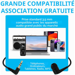 Écouteur Intra-Auriculaire Mono Côté Filaire pour iPhone, iPod, iPad, Samsung, Radio Embout en Silicone sans Late Prise 3,5mm Pl